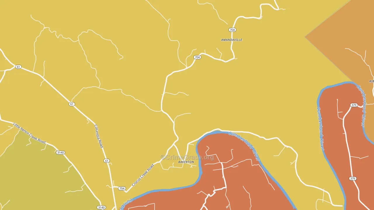 Bakerton, KY Map of Burglary Rates