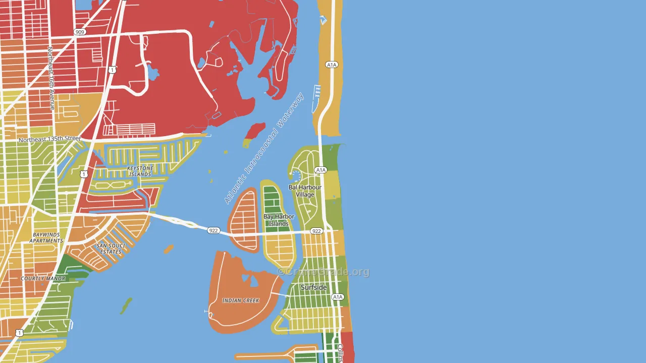 Bal Harbour, FL Map of Burglary Rates