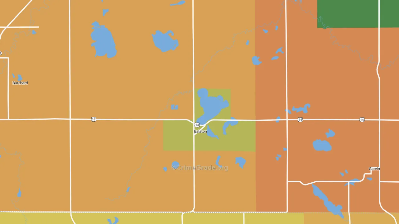 Balaton, MN Map of Burglary Rates