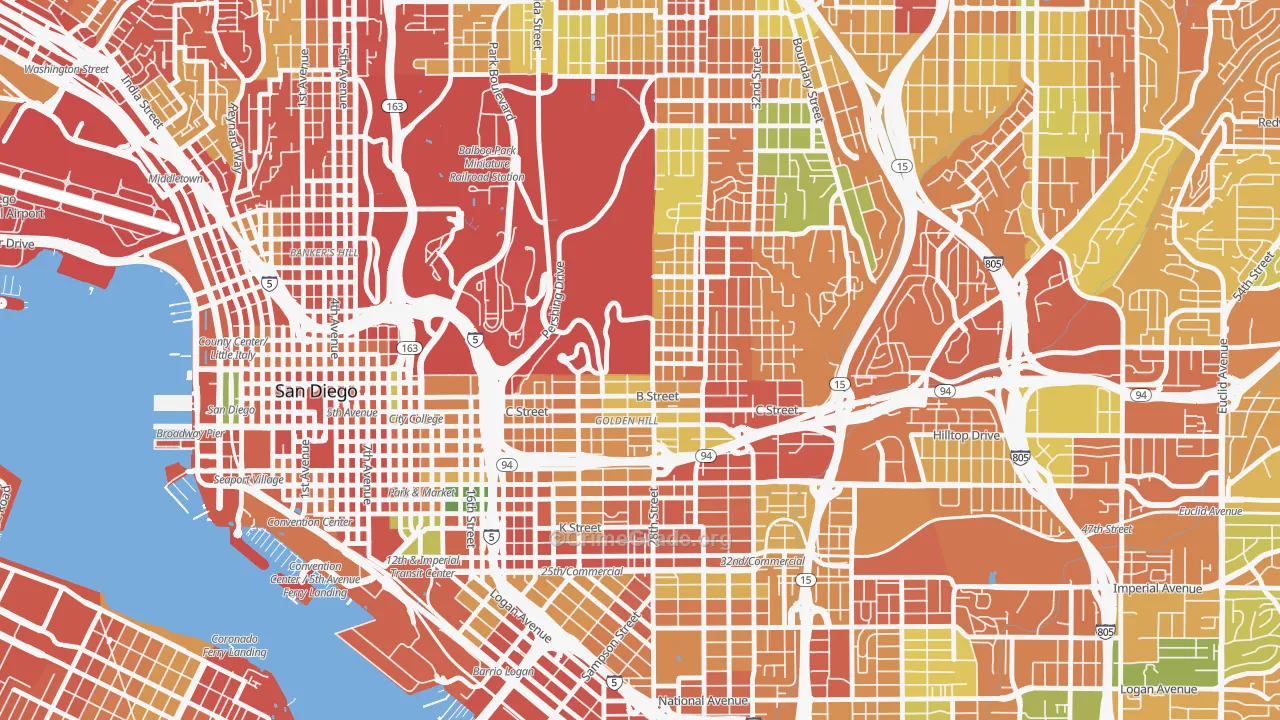 Balboa Park, San Diego, CA Map of Burglary Rates