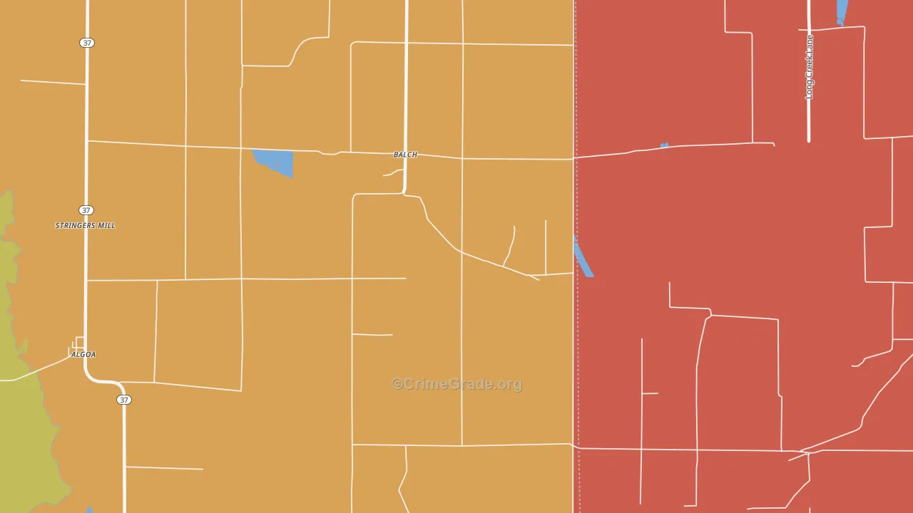 Balch, AR Map of Burglary Rates