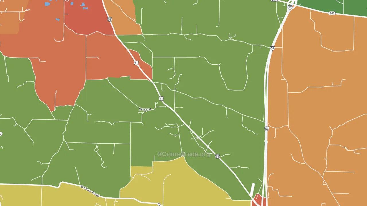 Balcom, IL Map of Burglary Rates