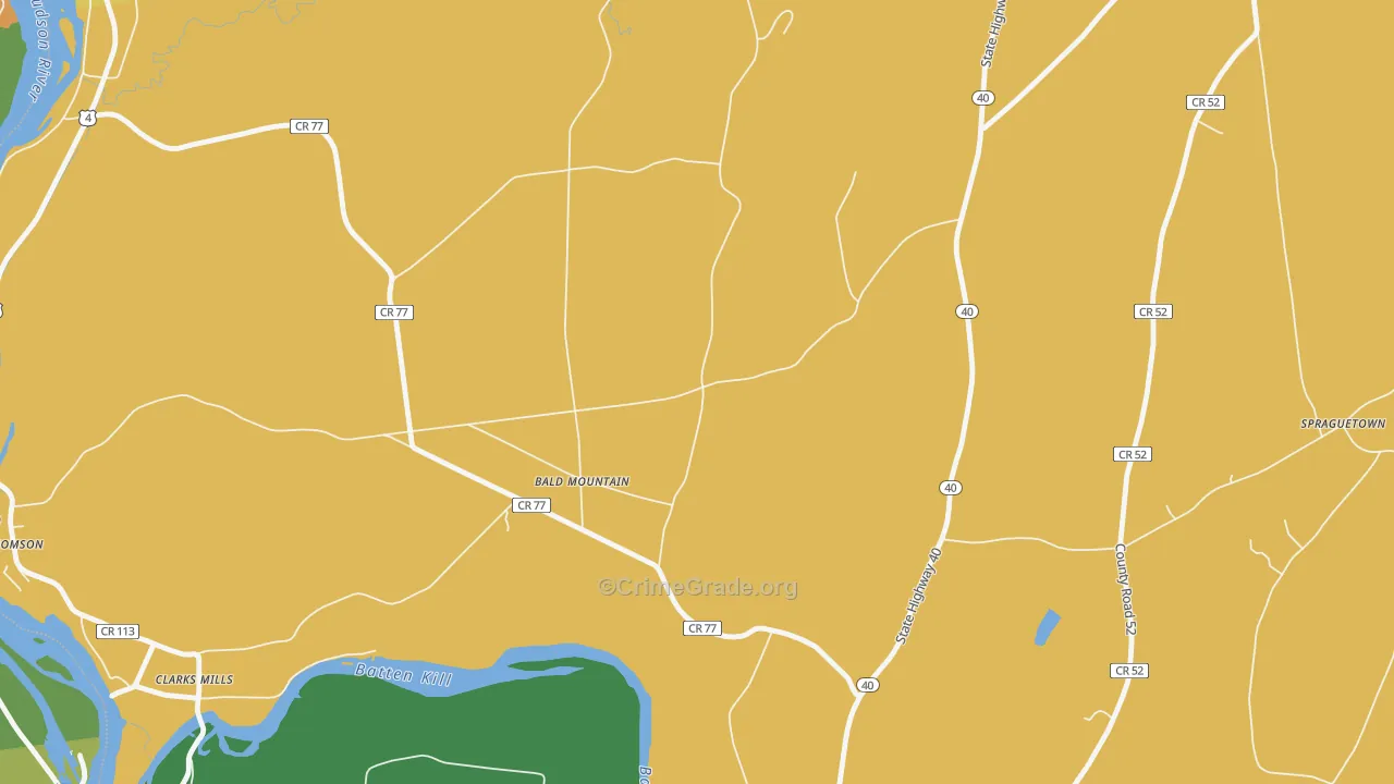 Bald Mountain, NY Map of Burglary Rates