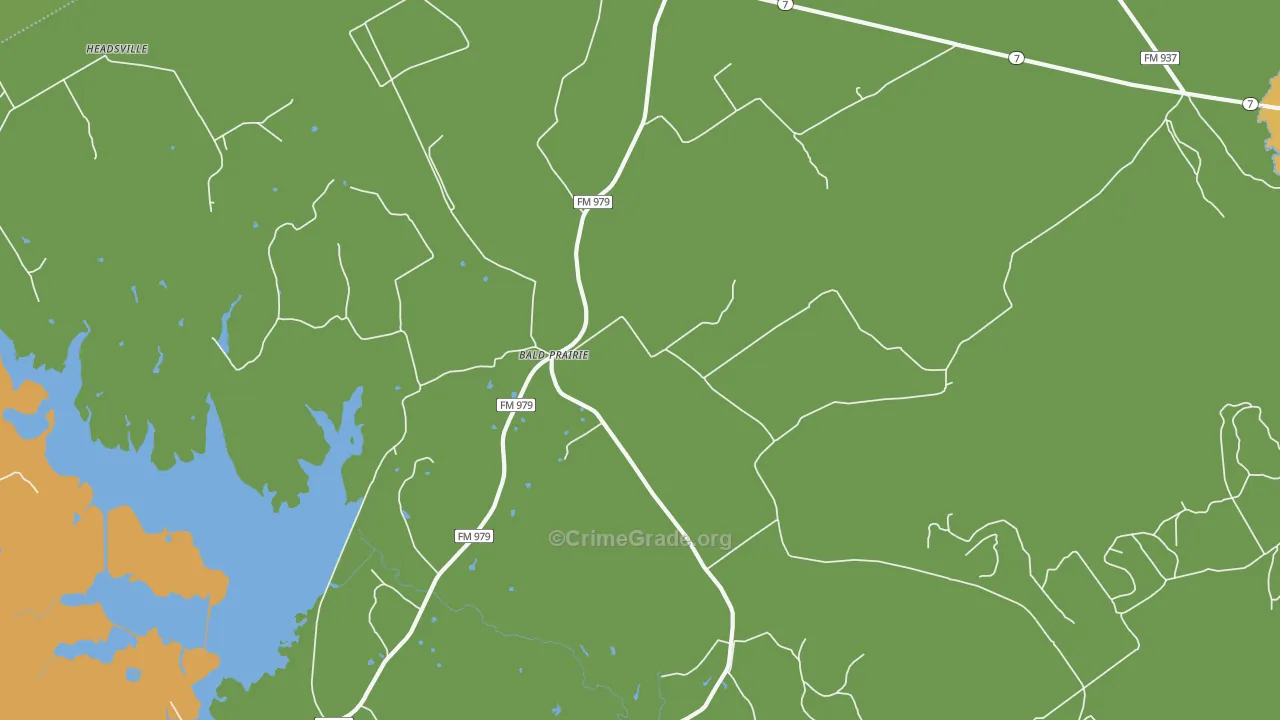 Bald Prairie, TX Map of Burglary Rates