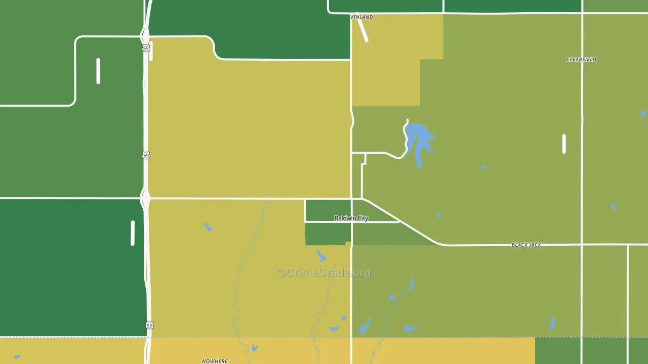 Baldwin City, KS Map of Burglary Rates