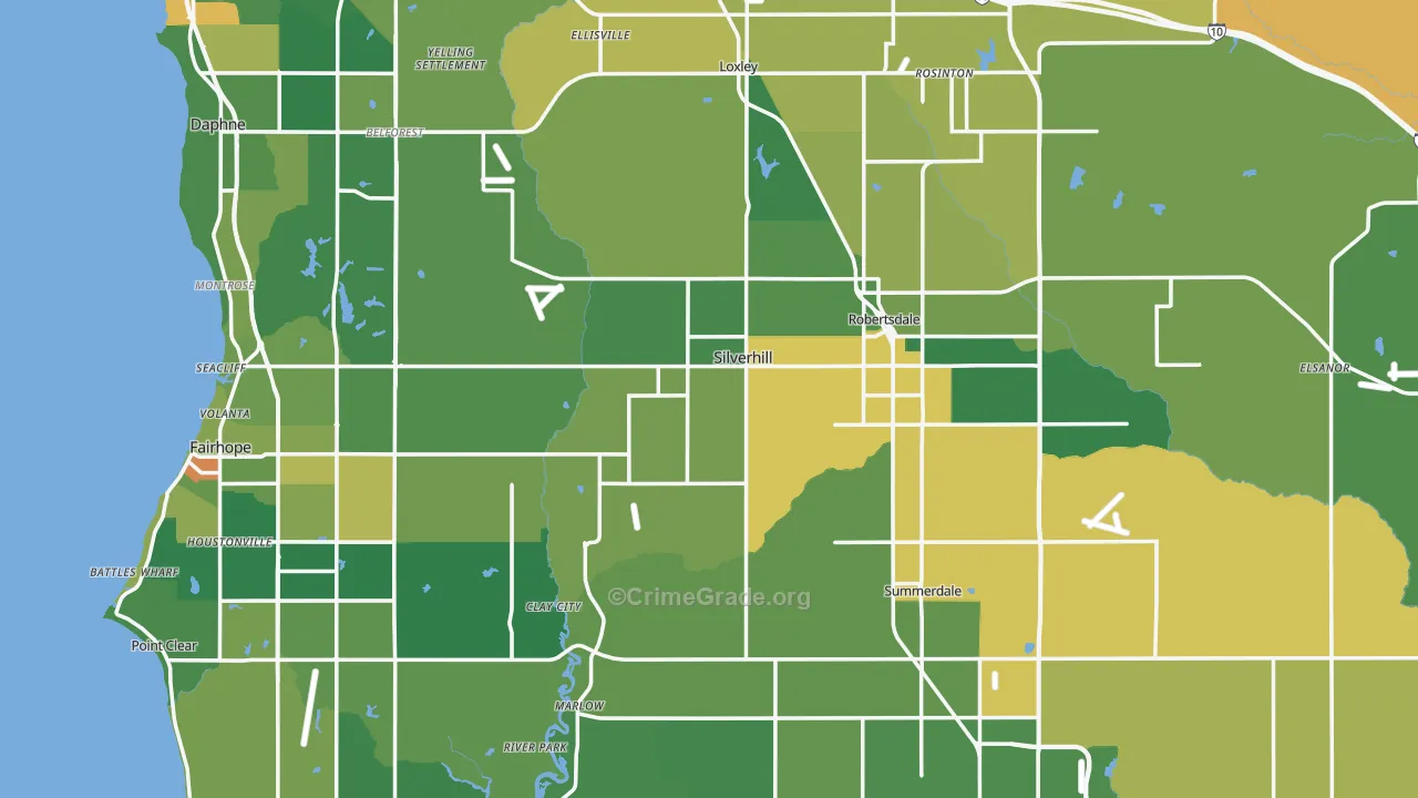Baldwin County, AL Map of Burglary Rates