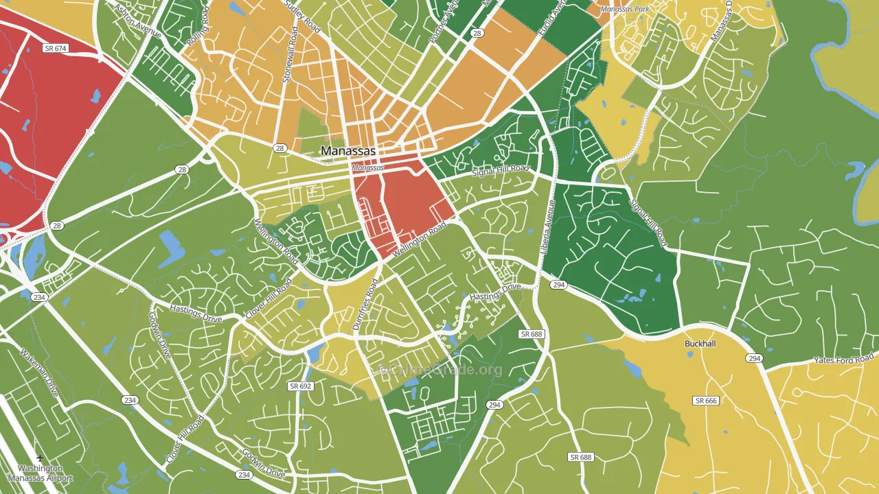 Baldwin District, Manassas, VA Map of Burglary Rates