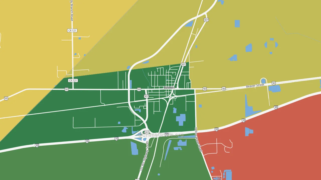 Baldwin, FL Map of Burglary Rates