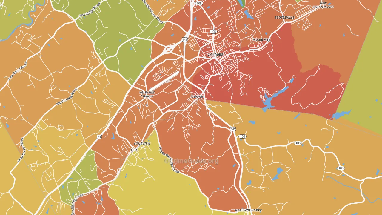 Baldwin, GA Map of Burglary Rates