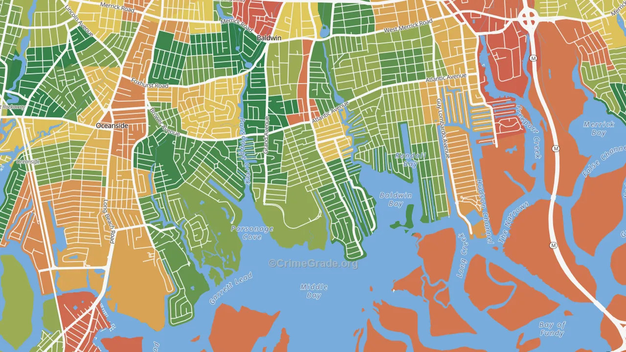 Baldwin Harbor, NY Map of Burglary Rates