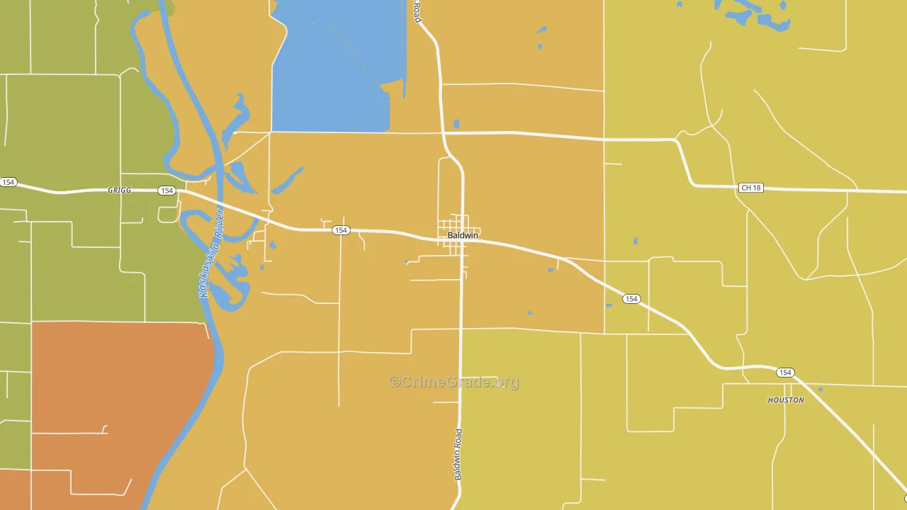 Baldwin, IL Map of Burglary Rates