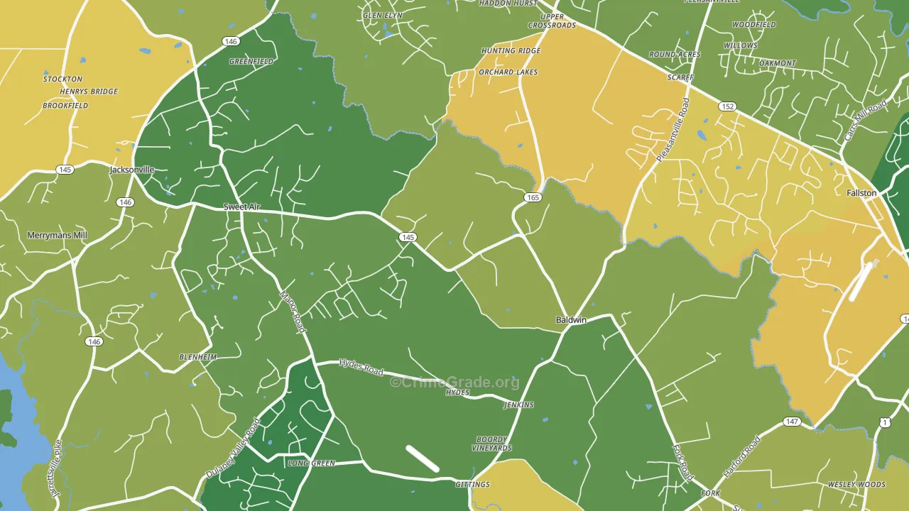 Baldwin, MD Map of Burglary Rates