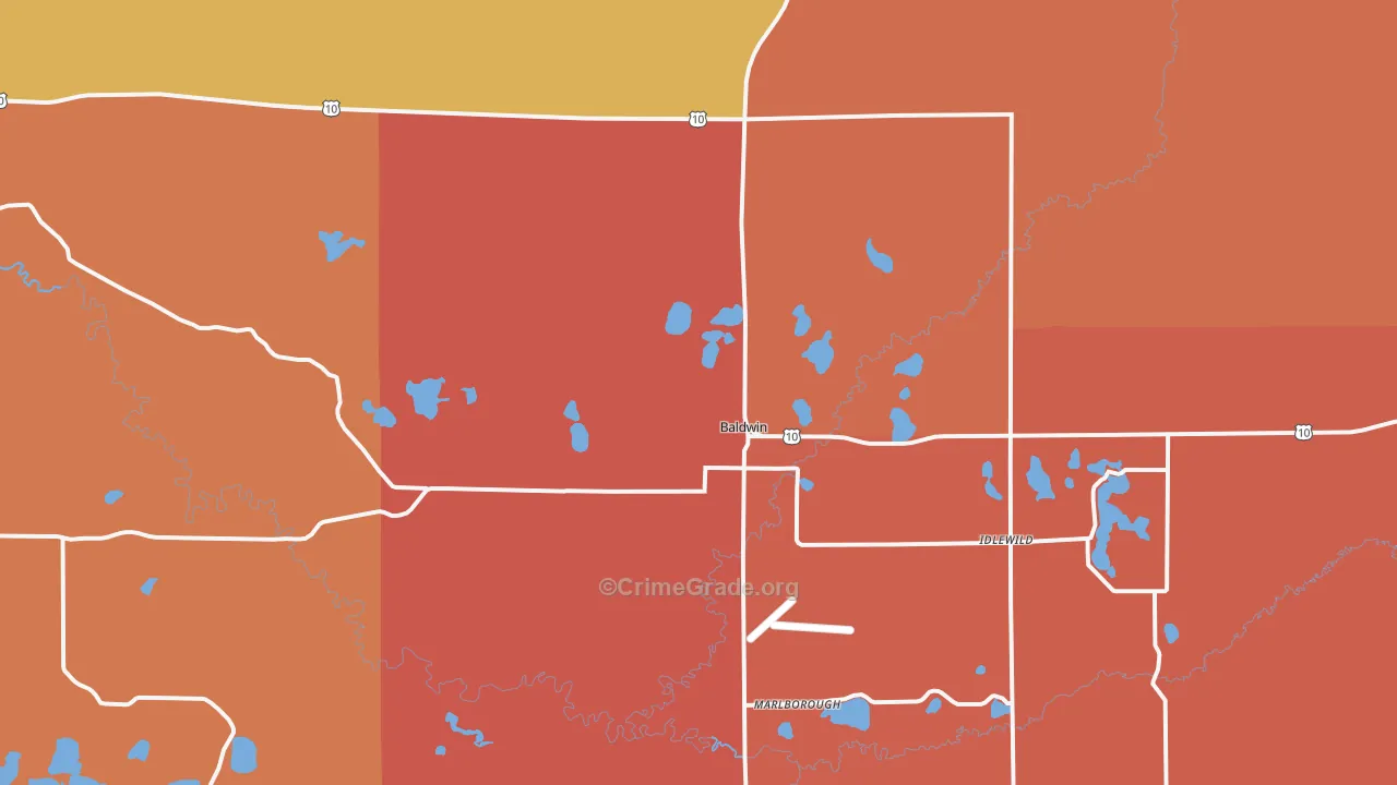 Baldwin, MI Map of Burglary Rates