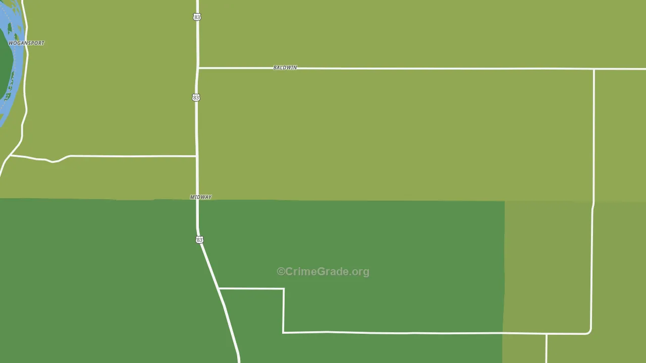 Baldwin, ND Map of Burglary Rates