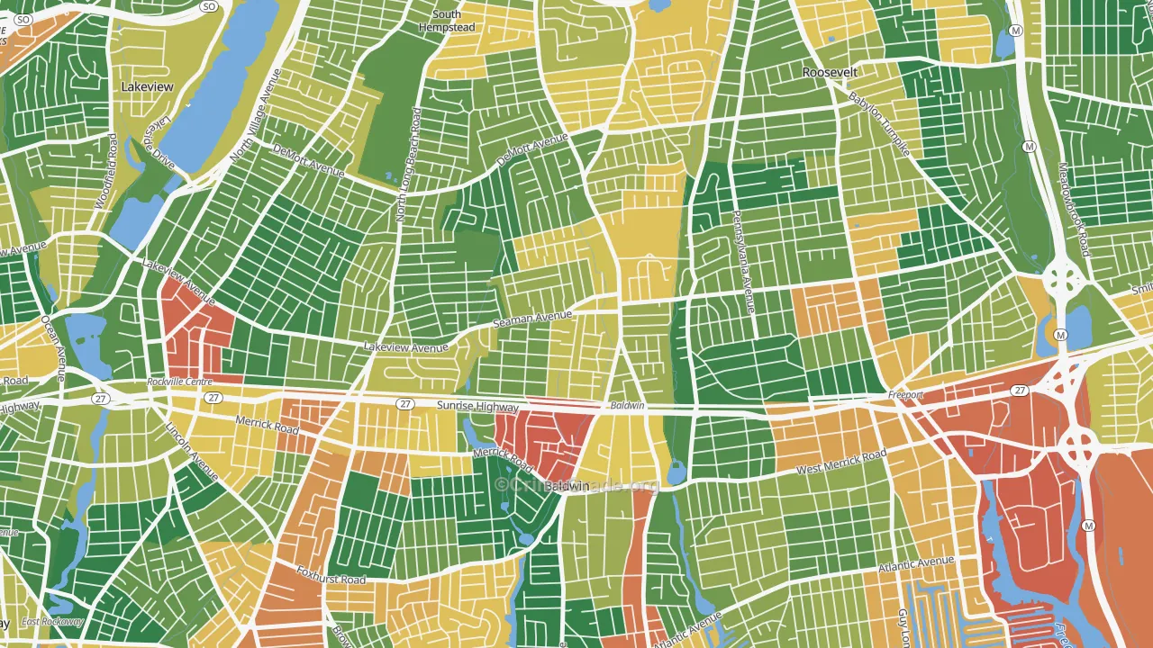 Baldwin, NY Map of Burglary Rates