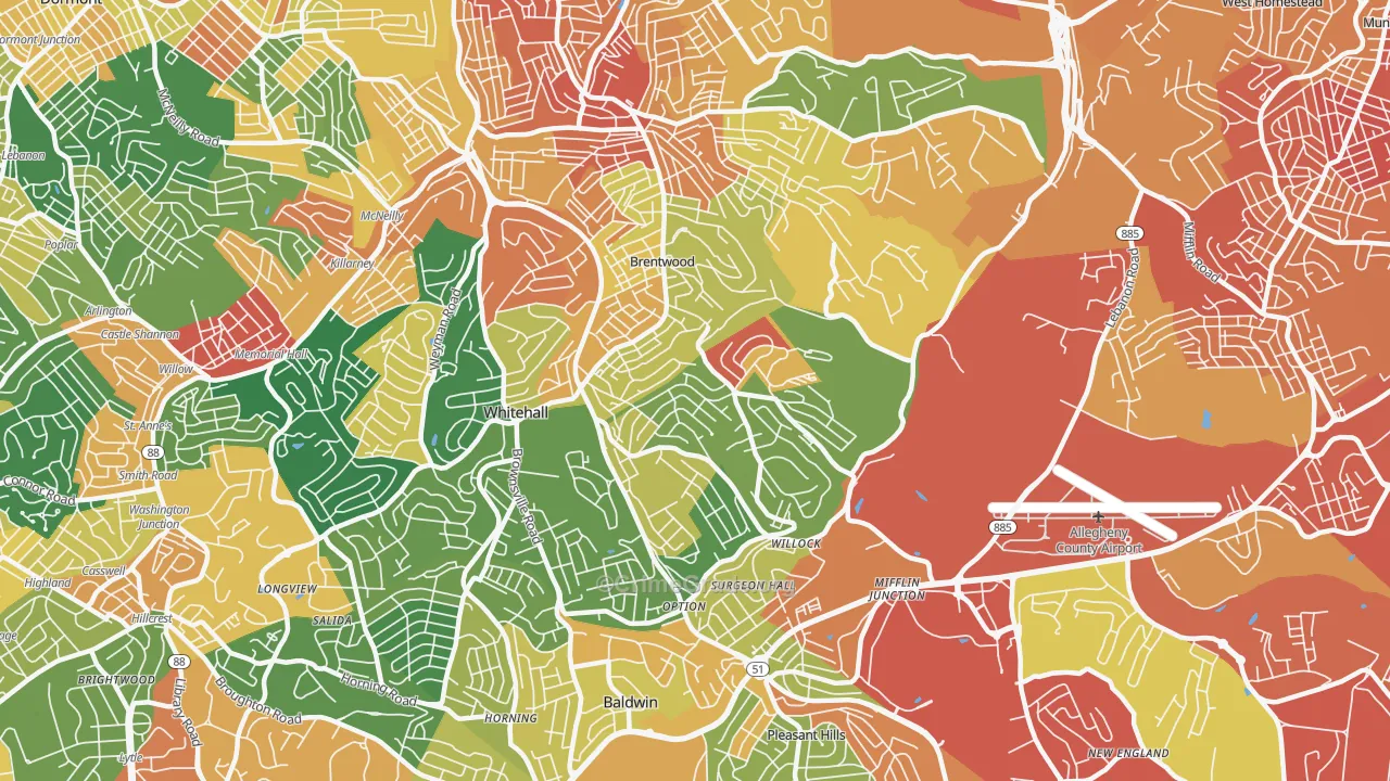Baldwin, PA Map of Burglary Rates