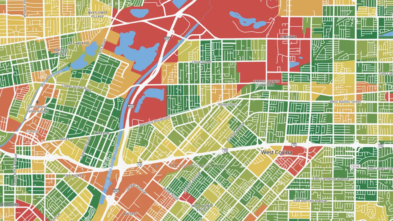 Baldwin Park, CA Map of Burglary Rates