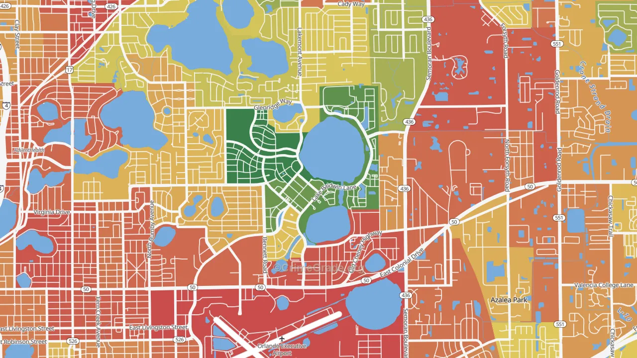 Baldwin Park, Orlando, FL Map of Burglary Rates