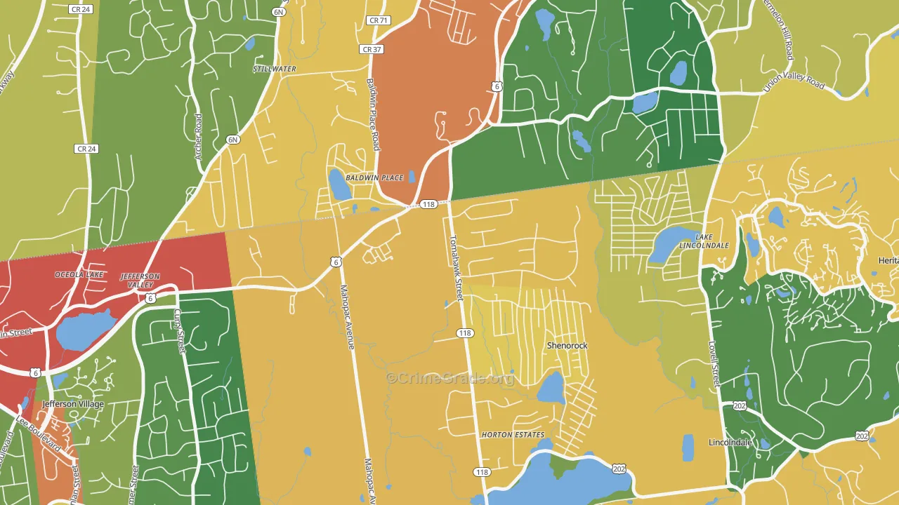 Baldwin Place, NY Map of Burglary Rates