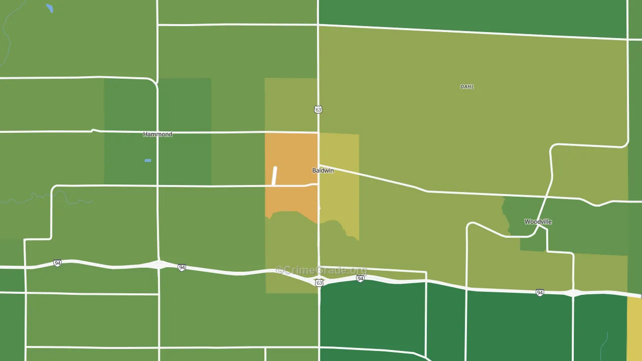 Baldwin, WI Map of Burglary Rates