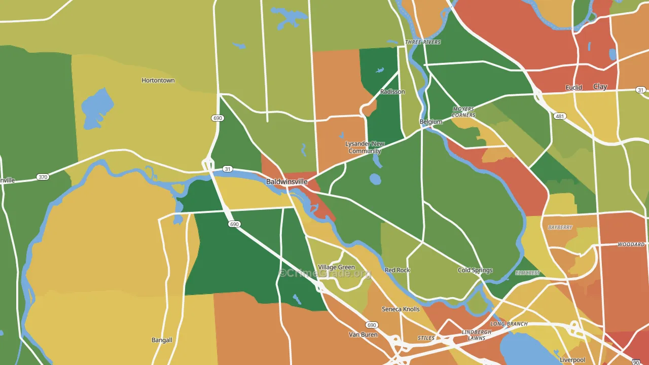 Baldwinsville, NY Map of Burglary Rates