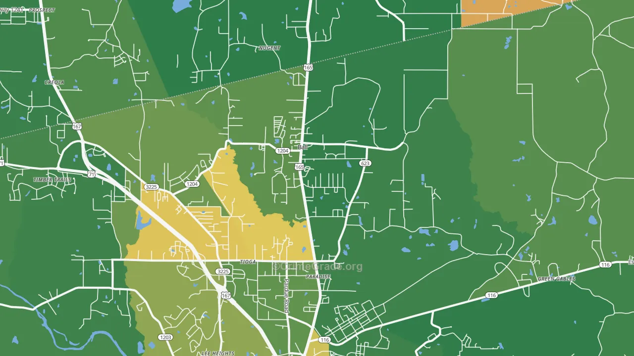 Ball, LA Map of Burglary Rates