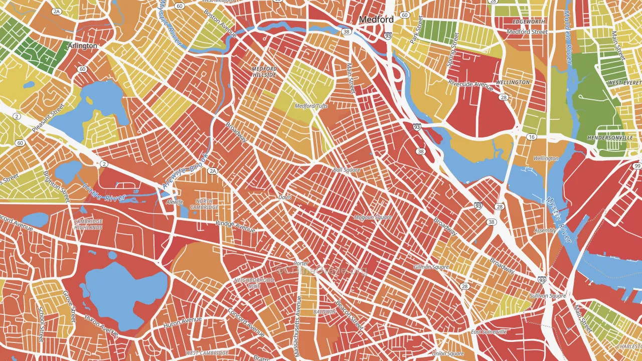 Ball Square, Somerville, MA Map of Burglary Rates