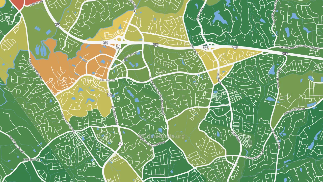 Ballantyne East, Charlotte, NC Map of Burglary Rates
