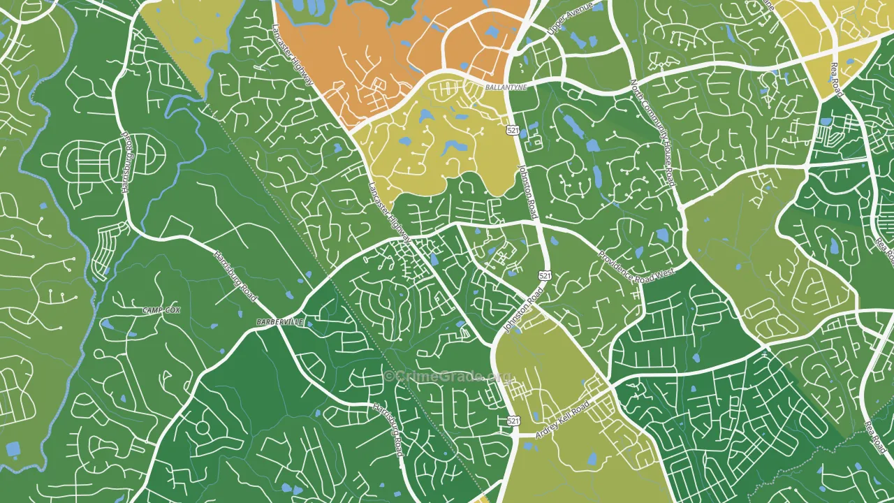 Ballantyne West, Charlotte, NC Map of Burglary Rates