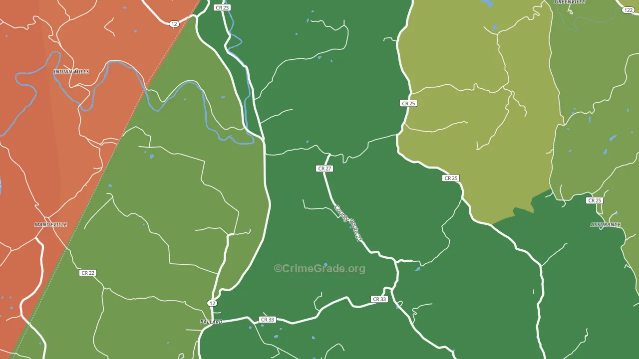 Ballard, WV Map of Burglary Rates