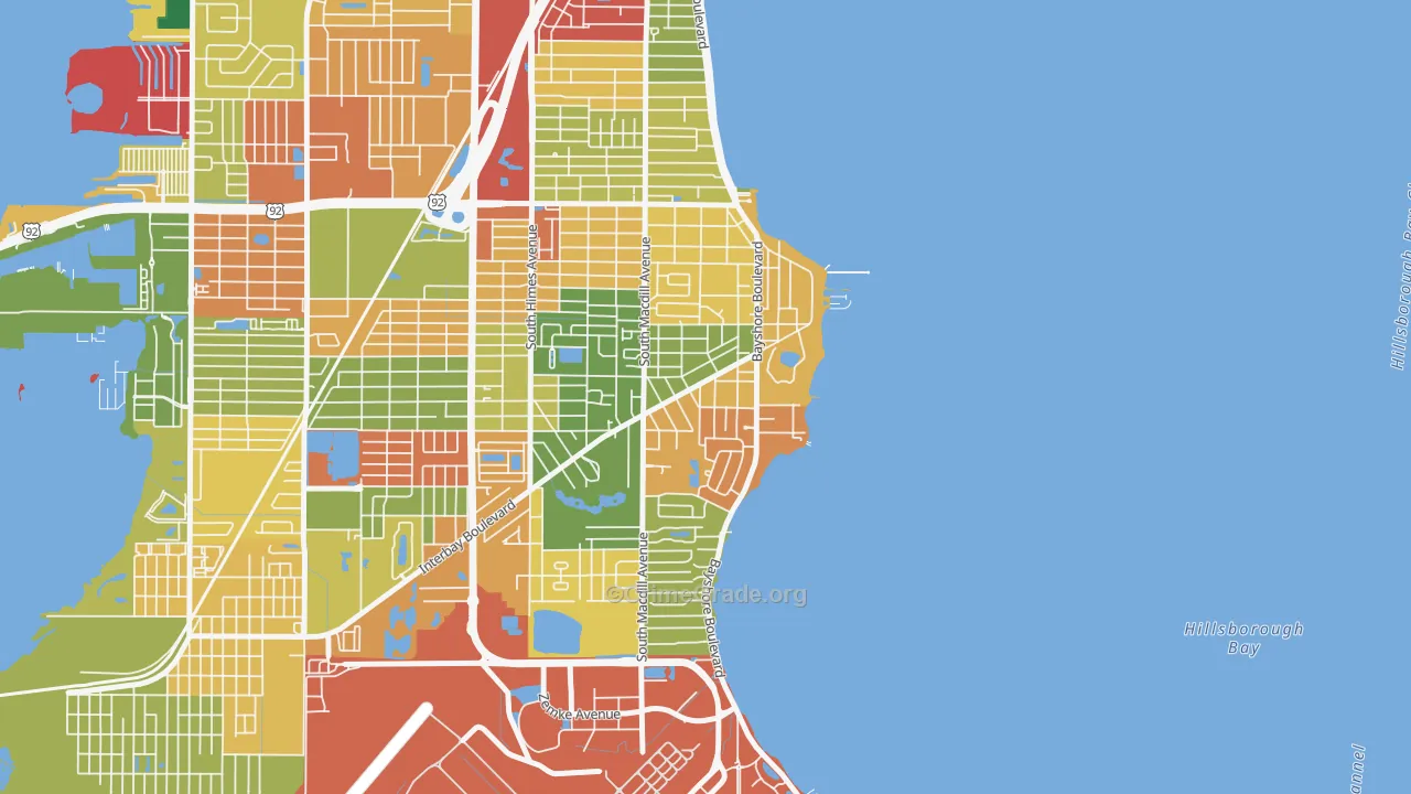 Ballast Point, Tampa, FL Map of Burglary Rates
