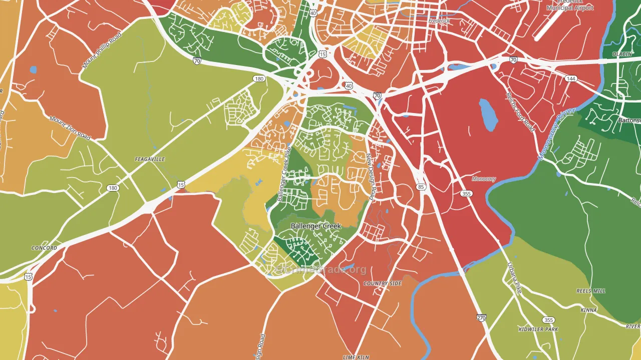 Ballenger Creek, MD Map of Burglary Rates