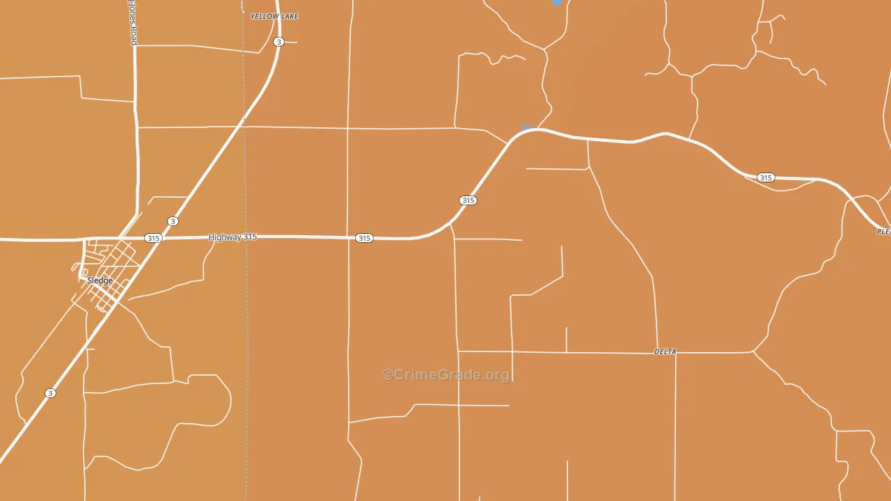 Ballentine, MS Map of Burglary Rates