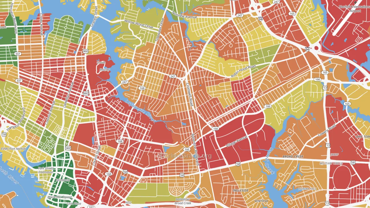 Ballentine Place, Norfolk, VA Map of Burglary Rates