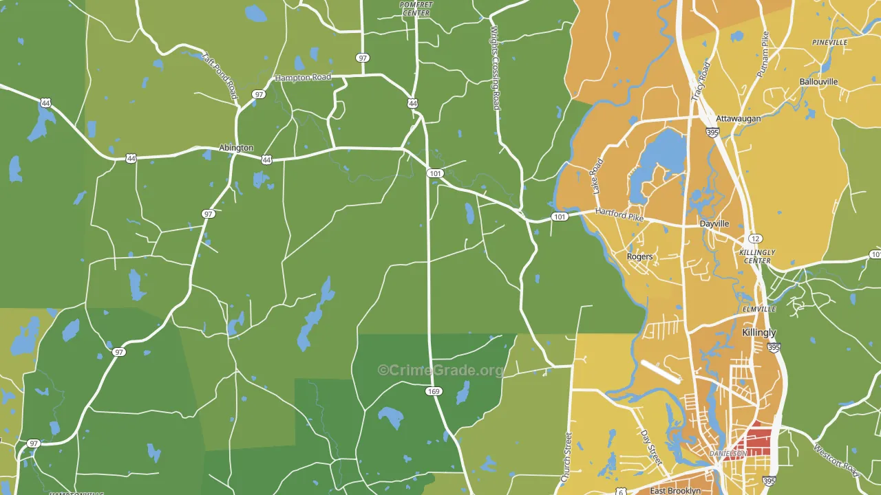 Ballouville, CT Map of Burglary Rates