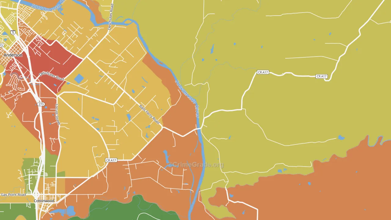 Balls Ferry, CA Map of Burglary Rates