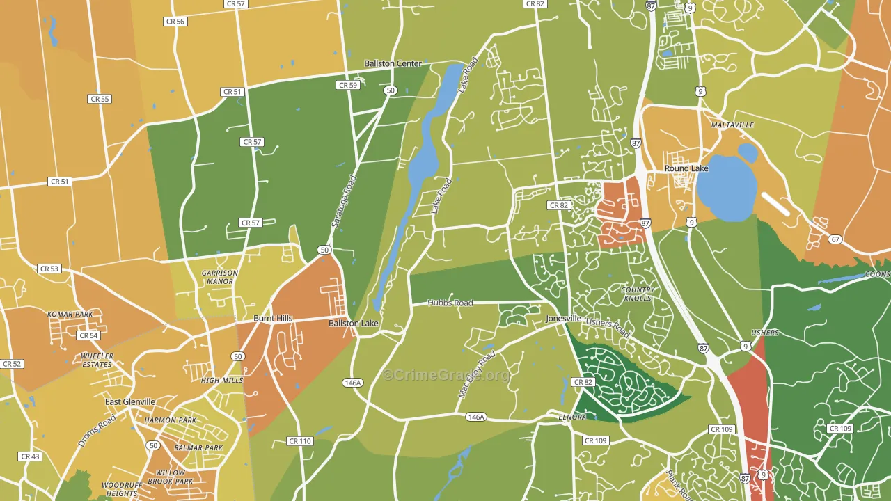 Ballston Lake, NY Map of Burglary Rates