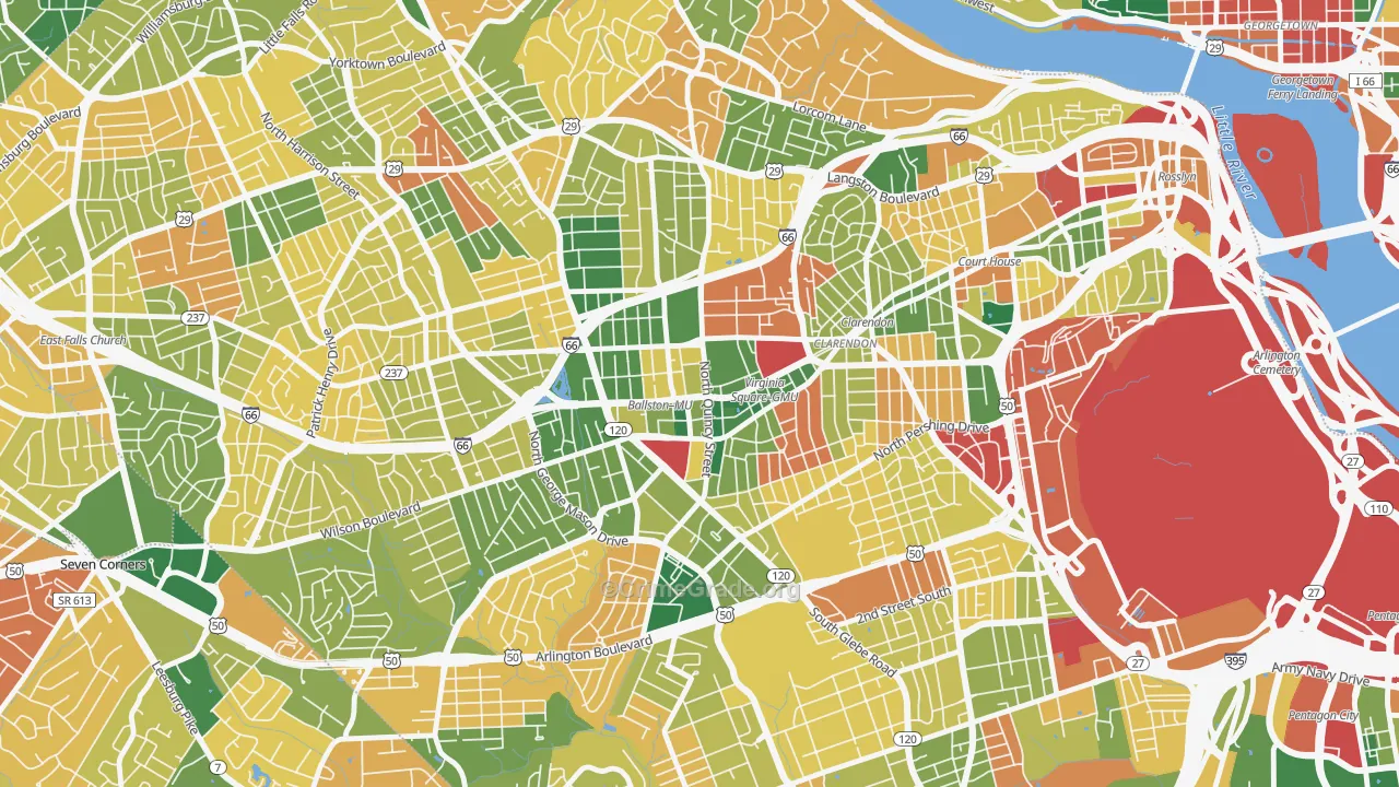 Ballston-Virginia Square, Arlington, VA Map of Burglary Rates