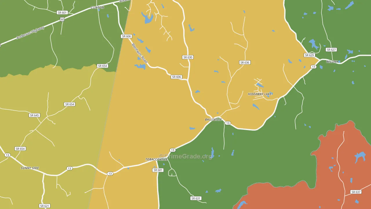 Ballsville, VA Map of Burglary Rates