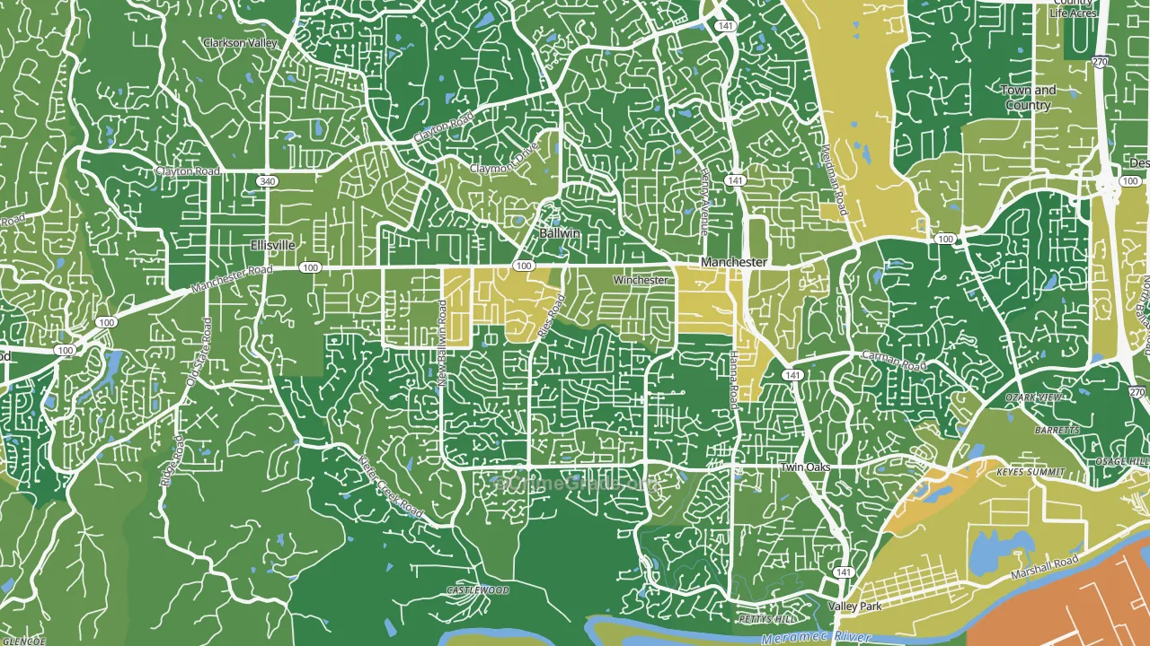 Ballwin, MO Map of Burglary Rates