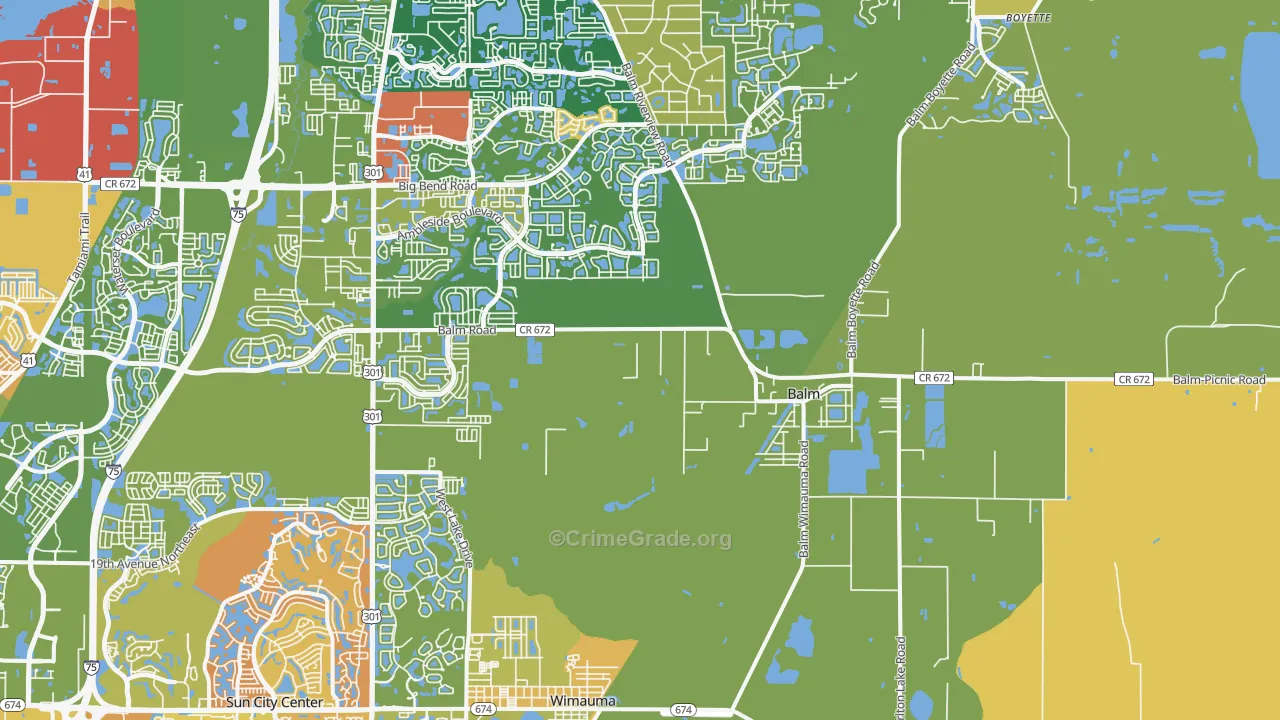 Balm, FL Map of Burglary Rates