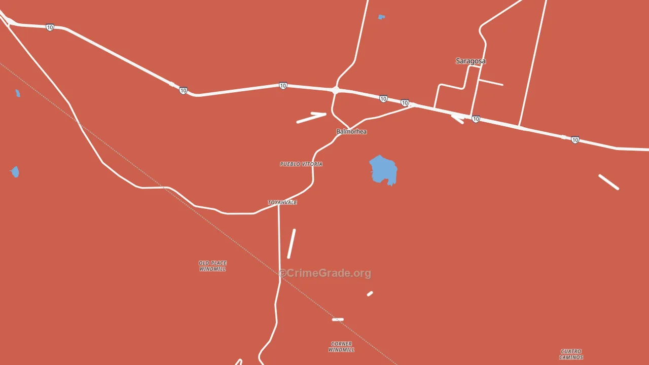 Balmorhea, TX Map of Burglary Rates