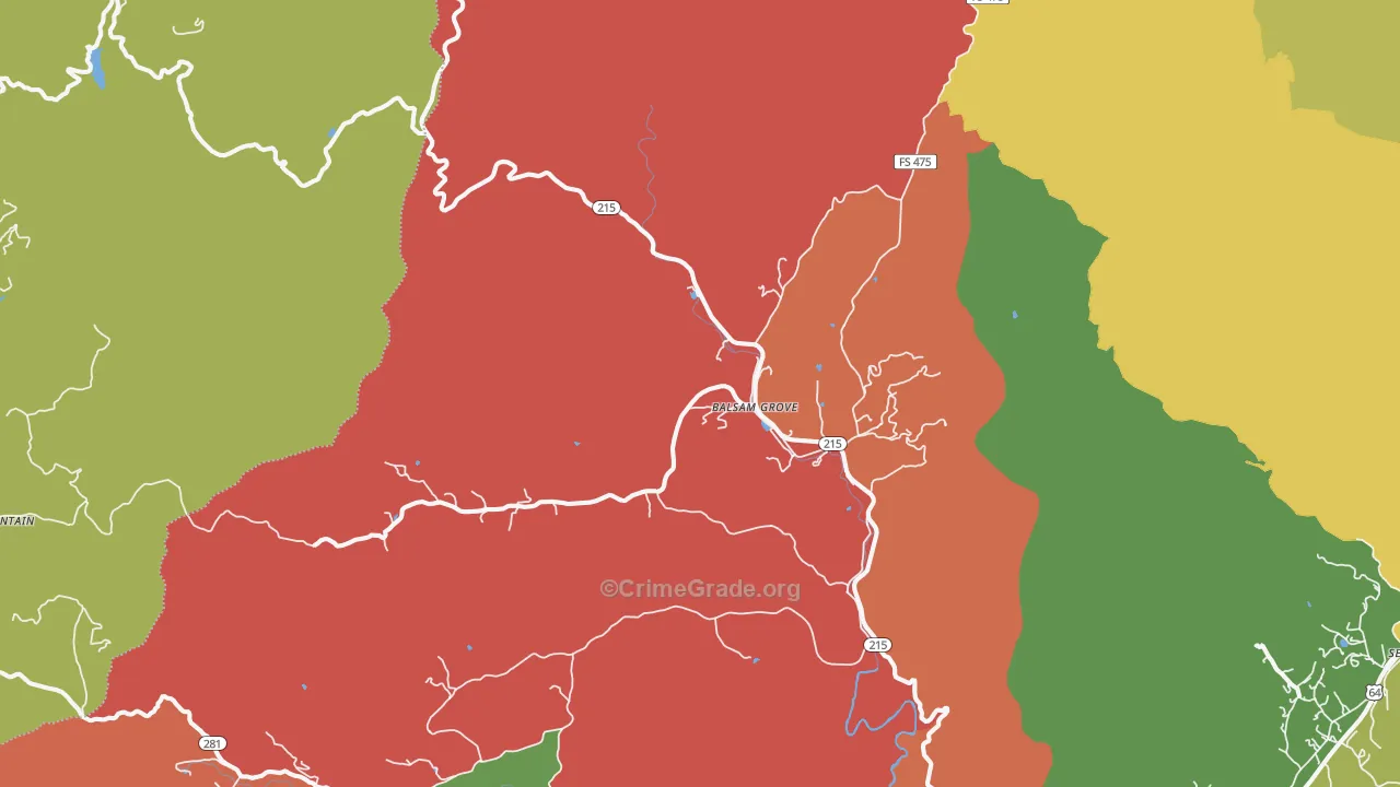 Balsam Grove, NC Map of Burglary Rates