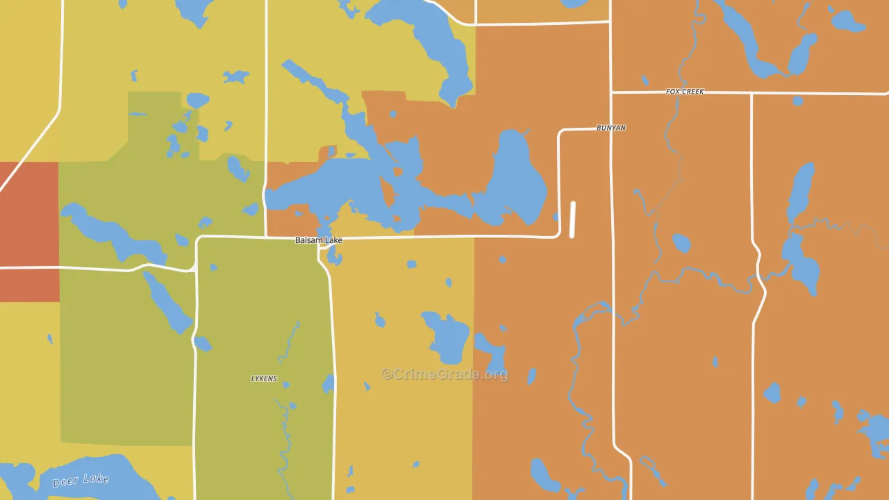 Balsam Lake, WI Map of Burglary Rates