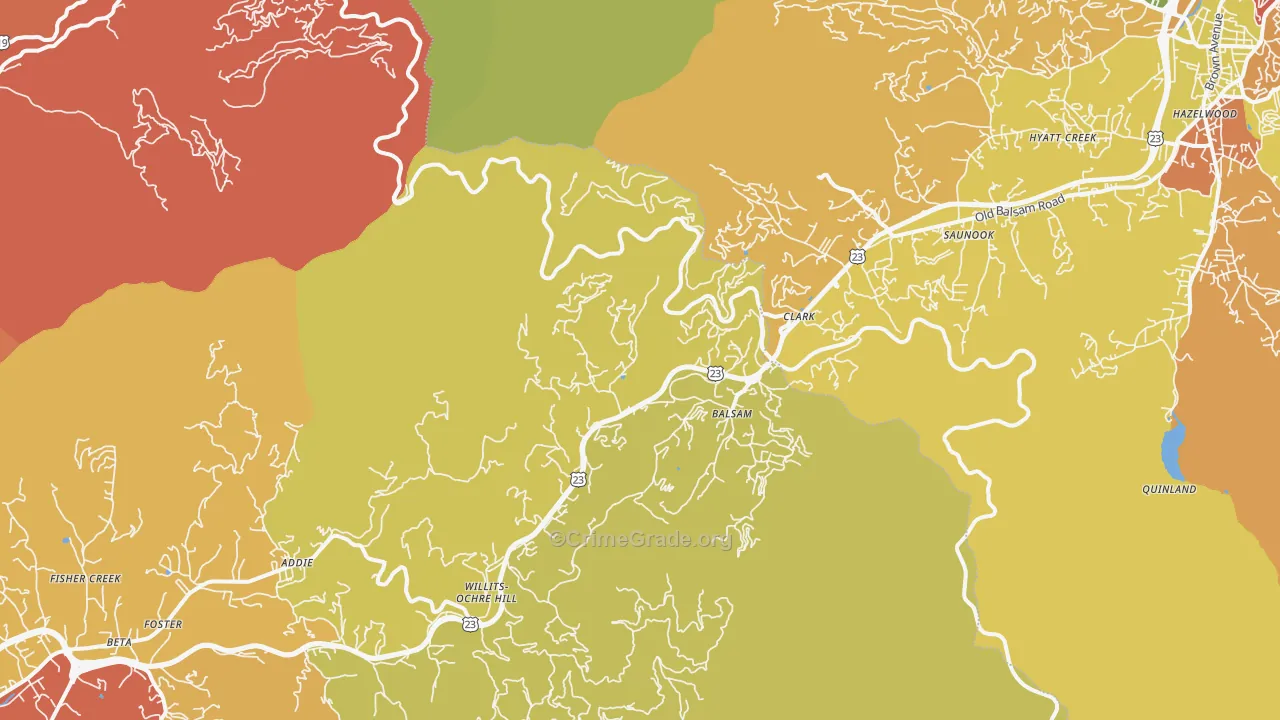 Balsam, NC Map of Burglary Rates