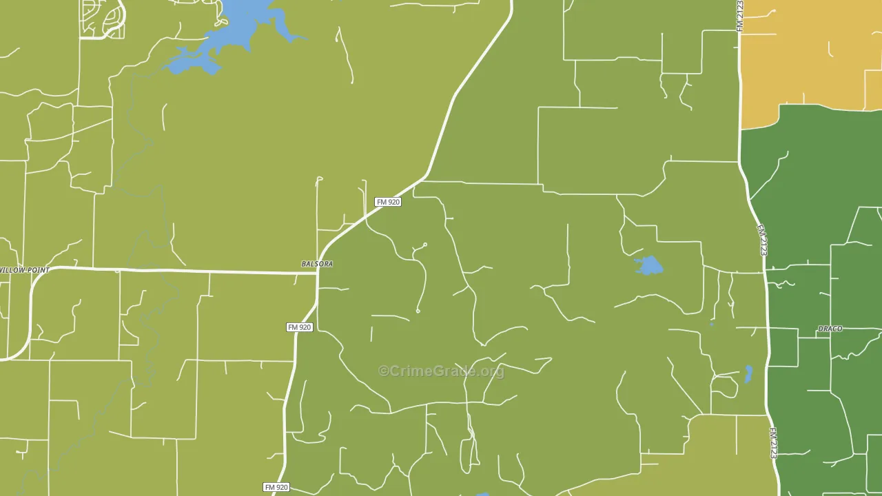 Balsora, TX Map of Burglary Rates