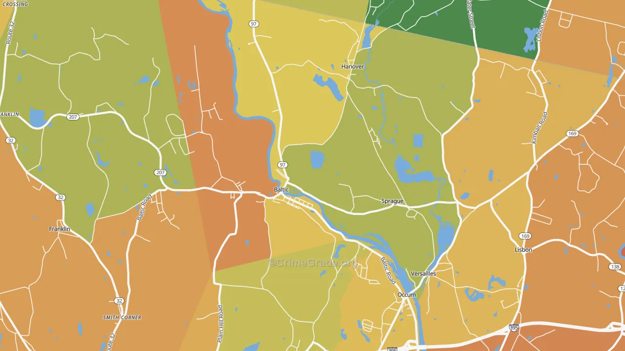 Baltic, CT Map of Burglary Rates