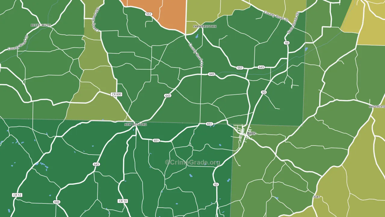Baltic, OH Map of Burglary Rates