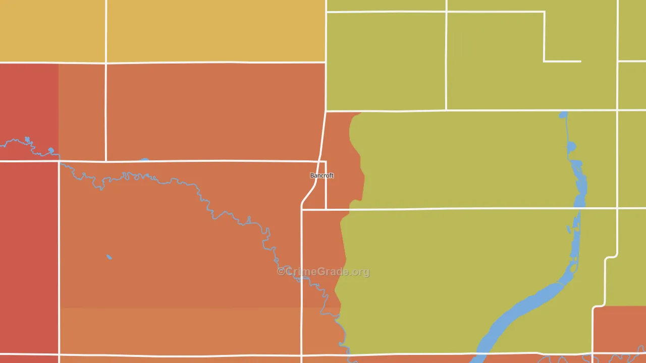 Bancroft, IA Map of Burglary Rates
