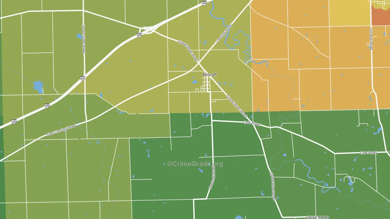 Bancroft, MI Map of Burglary Rates